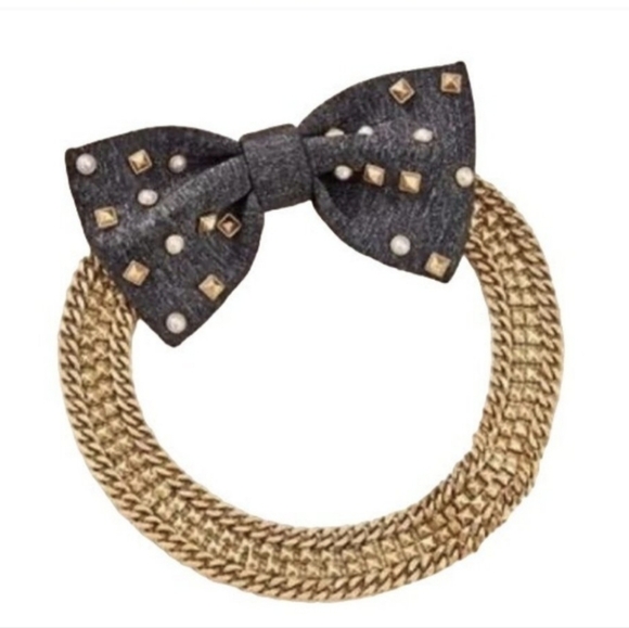 New Stella & Dot  Neoprene Bow Necklace - Picture 4 of 4